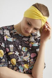 Yaşayan Sarı, butik tasarım Kadın Bandana Saç Bandı, ekstra yumuşak,  Esnek, doğal, pamuklu Penye thumbnail 11