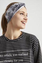 Batik  Siyah Beyaz, butik Kadın Bandana Saç Bandı, ekstra yumuşak,  Esnek, doğal, pamuklu Penye thumbnail 10