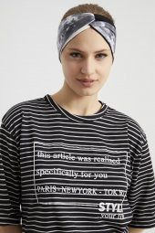 Batik  Siyah Beyaz, butik Kadın Bandana Saç Bandı, ekstra yumuşak,  Esnek, doğal, pamuklu Penye thumbnail 11