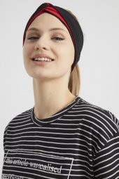 Siyah - Kırmızı, butik tasarım Kadın Bandana Saç Bandı, ekstra yumuşak,  Esnek, doğal, pamuklu Penye - 8