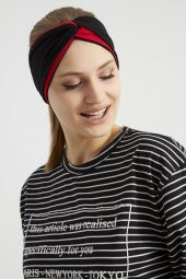 Siyah - Kırmızı, butik tasarım Kadın Bandana Saç Bandı, ekstra yumuşak,  Esnek, doğal, pamuklu Penye - 9