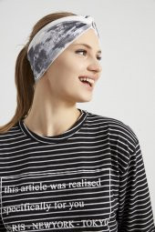 Batik Beyaz, butik tasarım Kadın Bandana Saç Bandı, ekstra yumuşak,  Esnek, doğal, pamuklu Penye thumbnail 6