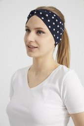 Siyah beyaz puantiyeli Butik Kadın Bandana Saç Bandı, ekstra yumuşak, Esnek, doğal, pamuklu Penye kumaş - 4