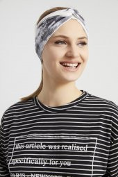 Batik Beyaz, butik tasarım Kadın Bandana Saç Bandı, ekstra yumuşak,  Esnek, doğal, pamuklu Penye thumbnail 9