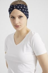 Siyah beyaz puantiyeli Butik Kadın Bandana Saç Bandı, ekstra yumuşak, Esnek, doğal, pamuklu Penye kumaş - 5