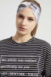 Batik Beyaz, butik tasarım Kadın Bandana Saç Bandı, ekstra yumuşak,  Esnek, doğal, pamuklu Penye thumbnail 10