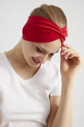 Kırmızı, butik tasarım Kadın Bandana Saç Bandı, ekstra yumuşak,  Esnek, doğal, pamuklu Penye - 5