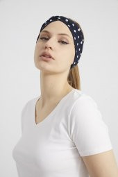 Siyah beyaz puantiyeli Butik Kadın Bandana Saç Bandı, ekstra yumuşak, Esnek, doğal, pamuklu Penye kumaş - 6