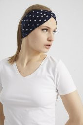 Siyah beyaz puantiyeli Butik Kadın Bandana Saç Bandı, ekstra yumuşak, Esnek, doğal, pamuklu Penye kumaş - 7