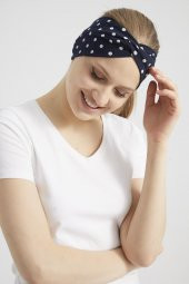 Siyah beyaz puantiyeli Butik Kadın Bandana Saç Bandı, ekstra yumuşak, Esnek, doğal, pamuklu Penye kumaş - 8