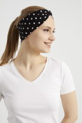 Siyah beyaz puantiyeli Butik Kadın Bandana Saç Bandı, ekstra yumuşak, Esnek, doğal, pamuklu Penye kumaş - 9