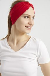 Kırmızı, butik tasarım Kadın Bandana Saç Bandı, ekstra yumuşak,  Esnek, doğal, pamuklu Penye - 11