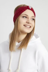 Handmade bordo triko butik taşlı Kadın Bandana Saç Bandı, ekstra yumuşak yerli kumaş, şık rahat göz alıcı - 1