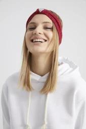 Handmade bordo triko butik taşlı Kadın Bandana Saç Bandı, ekstra yumuşak yerli kumaş, şık rahat göz alıcı - 5