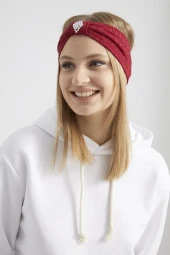 Handmade bordo triko butik taşlı Kadın Bandana Saç Bandı, ekstra yumuşak yerli kumaş, şık rahat göz alıcı - 7