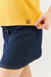 Hardal Oversize Rahat %100 Pamuklu Penye Bisiklet Yaka Kısa Kol Basic T-Shirt - 8