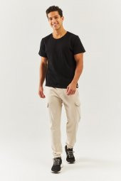 Siyah Oversize Rahat %100 Pamuklu Penye Bisiklet Yaka Kısa Kol Basic T-Shirt Classic Collection - 2