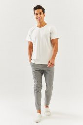 Beyaz Oversize Rahat %100 Pamuklu Penye Bisiklet Yaka Kısa Kol Basic T-Shirt  Classic Collection - 2