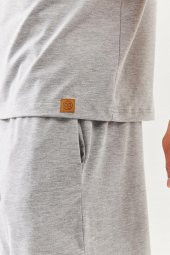 Açık Gri Oversize Rahat %100 Pamuklu Penye Bisiklet Yaka Kısa Kol Basic T-Shirt Classic Collection - 6