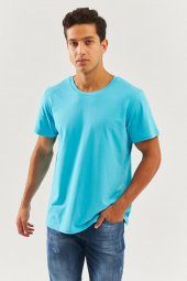 Aqua Oversize Rahat %100 Pamuklu Penye Bisiklet Yaka Kısa Kol Basic T-Shirt Trendy Collection - 2