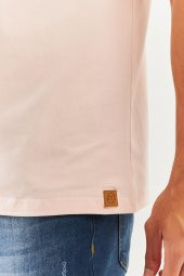 Pudra Oversize Rahat %100 Pamuklu Penye Bisiklet Yaka Kısa Kol Basic T-Shirt Trendy Collection - 8