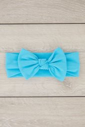 Mavi El Yapımı Yumuşak Fiyonk Bağlamalı Doğal Pamuklu Penye Bebek Çocuk Kız Bandana ELİT SERİ thumbnail 1