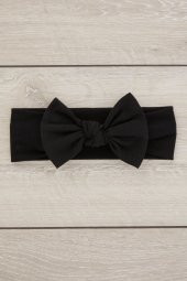 Siyah El Yapımı Yumuşak Fiyonk Bağlamalı Doğal Pamuklu Penye Bebek Çocuk Kız Bandana ELİT SERİ - 2