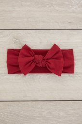 Bordo El Yapımı Yumuşak Fiyonk Bağlamalı Doğal Pamuklu Penye Bebek Çocuk Kız Bandana ELİT SERİ - 1