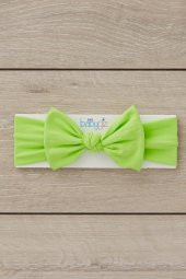 Fıstık Yeşili El Yapımı Yumuşak Fiyonk Bağlamalı Doğal Pamuklu Penye Bebek Çocuk Kız Bandana ELİT SERİ - 4