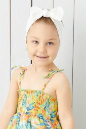 Beyaz El Yapımı Yumuşak Fiyonk Bağlamalı Doğal Pamuklu Penye Bebek Çocuk Kız Bandana BEST OF SERİSİ - 2