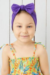 Efsane Mor El Yapımı Yumuşak Fiyonk Bağlamalı Doğal Pamuklu Penye Bebek Çocuk Kız Bandana BEST OF SERİSİ - 2