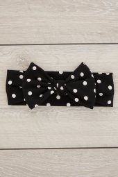 Siyah Beyaz Puantiyeli El Yapımı Yumuşak Fiyonk Bağlamalı Doğal Pamuklu Penye Bebek Çocuk Kız Bandana BEST OF SERİSİ - 5