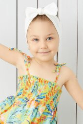 Beyaz El Yapımı Yumuşak Fiyonk Bağlamalı Doğal Pamuklu Penye Bebek Çocuk Kız Bandana BEST OF SERİSİ - 4