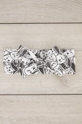 Siyah Beyaz Desenli El Yapımı Yumuşak Fiyonk Bağlamalı Doğal Pamuklu Penye Bebek Çocuk Kız Bandana EFSANE SERİ - 2
