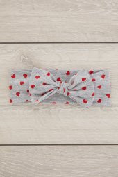 Gri Kırmızı El Yapımı Yumuşak Fiyonk Bağlamalı Doğal Pamuklu Penye Bebek Çocuk Kız Bandana EFSANE SERİ - 2