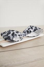 El Yapımı Büyük Fiyonk Doğal Pamuklu Bebek Çocuk Kız Saç bandı Cool Leopar Gri - 2