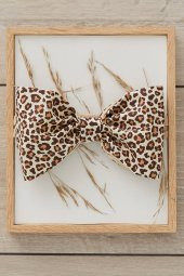 El Yapımı Büyük Fiyonk Doğal Pamuklu Bebek Çocuk Kız Saç bandı Cool Leopar - 3