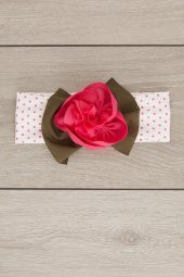 Beyaz Fuşya El Yapımı Yumuşak Eşsiz Aksesuarlı Doğal Pamuklu Penye Bebek Çocuk Kız Bandana  ELMAS SERİ - 2