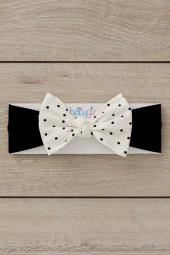 Siyah Beyaz El Yapımı Yumuşak Fiyonk Bağlamalı Doğal Pamuklu Penye Bebek Çocuk Kız Bandana EFSANE SERİ - 3