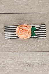 Siyah Pudra El Yapımı Yumuşak Eşsiz Aksesuarlı Doğal Pamuklu Penye Bebek Çocuk Kız Bandana GÜL SERİSİ - 2