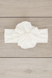Beyaz El Yapımı Yumuşak Eşsiz Aksesuarlı Doğal Pamuklu Penye Bebek Çocuk Kız Bandana BAHAR SERİSİ - 2
