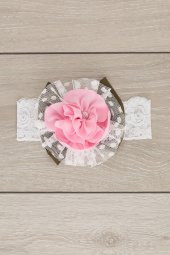 Beyaz Pembe El Yapımı Yumuşak Eşsiz Aksesuarlı Doğal Pamuklu Penye Bebek Çocuk Kız Bandana  ELMAS SERİ - 3