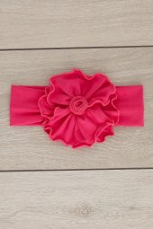 Fuşya El Yapımı Yumuşak Eşsiz Aksesuarlı Doğal Pamuklu Penye Bebek Çocuk Kız Bandana BAHAR SERİSİ - 2