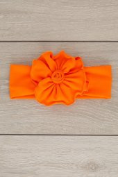 Turuncu El Yapımı Yumuşak Eşsiz Aksesuarlı Doğal Pamuklu Penye Bebek Çocuk Kız Bandana BAHAR SERİSİ - 2