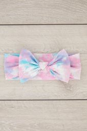 Batik Aqua El Yapımı Yumuşak Fiyonk Bağlamalı Doğal Pamuklu Penye Bebek Çocuk Kız Bandana GÖKKUŞAĞI SERİSİ - 2
