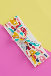 Renkli Kedi Desenli El Yapımı Yumuşak Fiyonk Bağlamalı Doğal Pamuklu Penye Bebek Çocuk Kız Bandana GÖKKUŞAĞI SERİSİ - 4