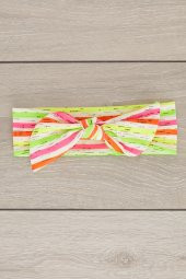 Neon Çok renkli Tavşan kulak El Yapımı Yumuşak Fiyonk Bağlamalı Doğal Pamuklu Penye Bebek Çocuk Kız Bandana GÖKKUŞAĞI SERİSİ - 2