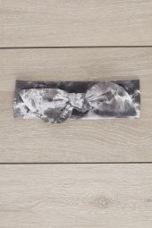 Batik Gri El Yapımı Yumuşak Tavşan Kulak Doğal Pamuklu Penye Bebek Çocuk Kız Yeni Stil Bandana - 2
