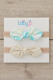 El Yapımı Yumuşak stil ince bağlamalı Doğal Pamuklu Penye 2'li Bebek Çocuk Kız Bandana Batik Beyaz - 1