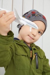 Erkek Çocuk Füme Spor Desenli Şapka Bere yumuşak çift katlı %100 doğal pamuklu penye - 4